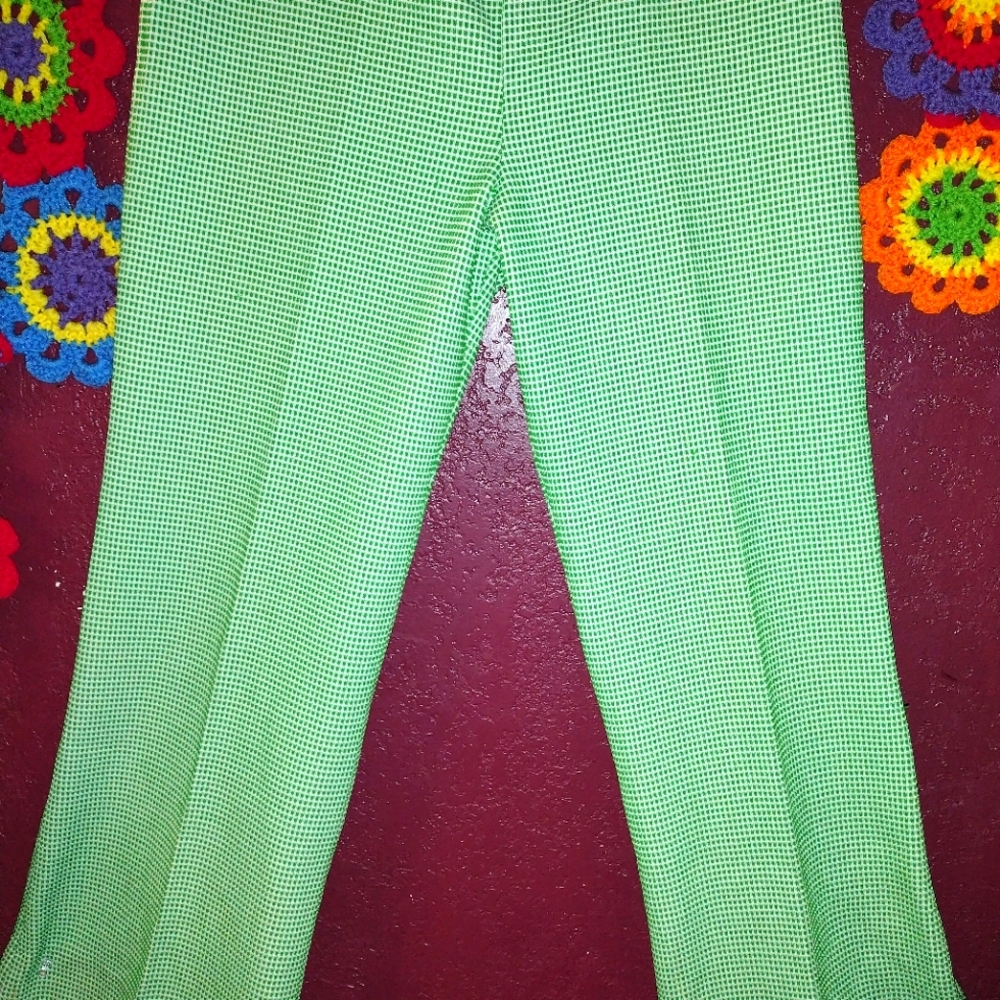 Green and white  vintage pants .
